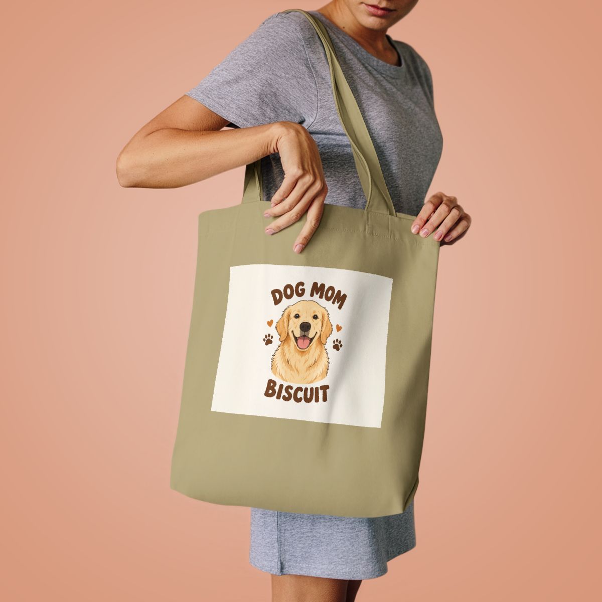 Custom Dog Mom Portrait Canvas Tote — mockup 4
