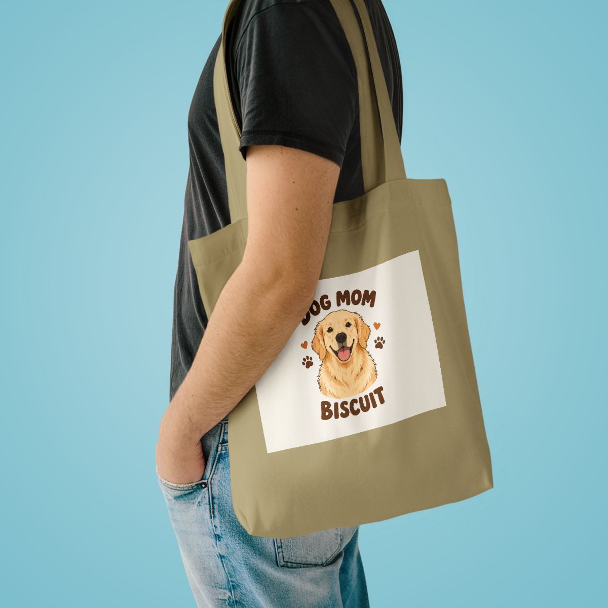 Custom Dog Mom Portrait Canvas Tote — mockup 3