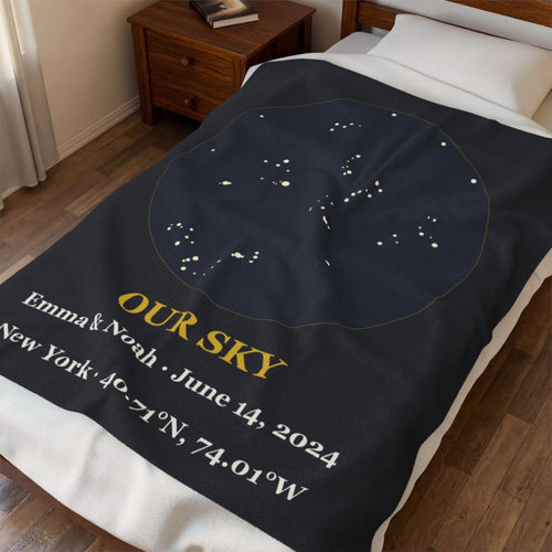 Celestial Star Map Velveteen Plush Throw Blanket (50x60 in) — mockup 3