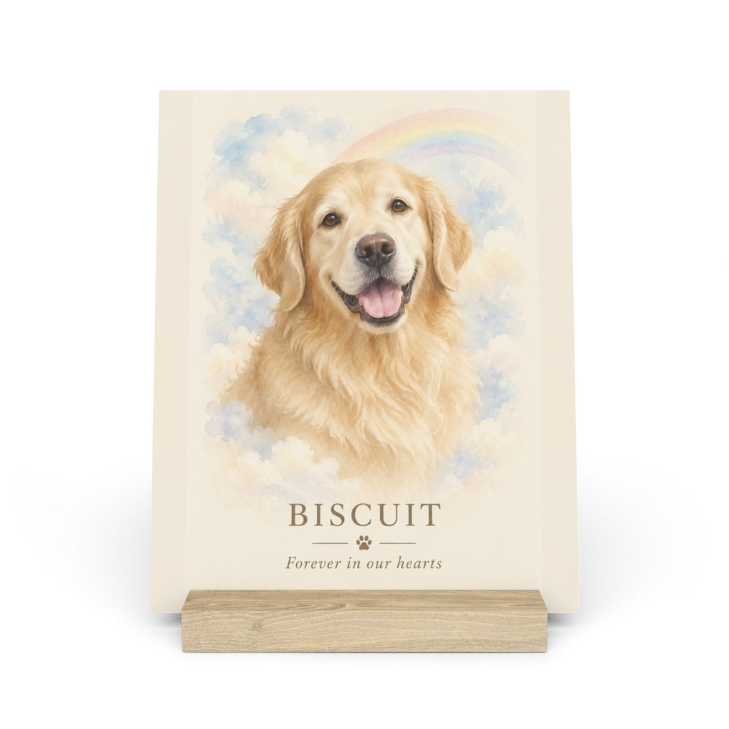 Personalized Pet Memorial Photo Board with Stand, Custom Name & Dates — mockup 1