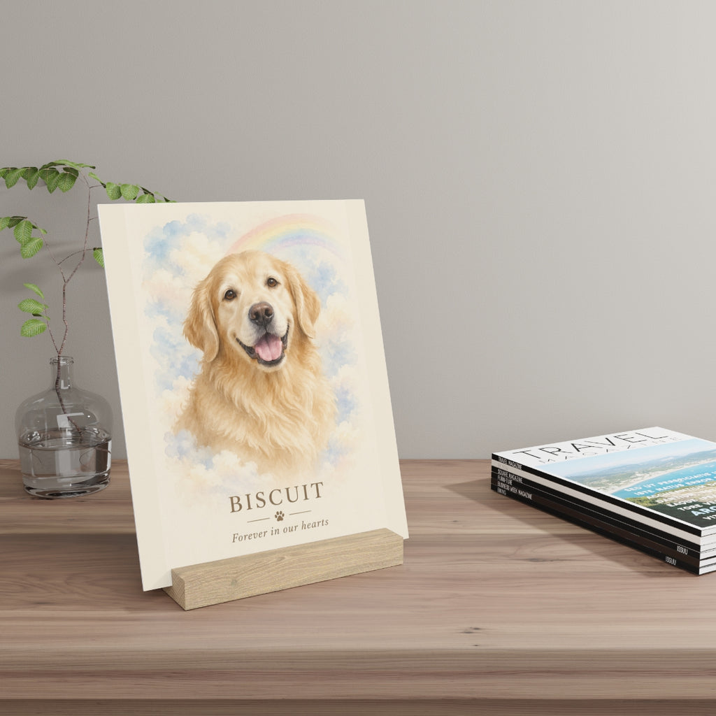 Personalized Pet Memorial Photo Board with Stand, Custom Name & Dates — mockup 4